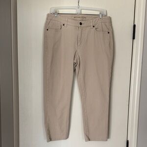 Michael Kors Taupe Cropped Straight-Leg Jeans